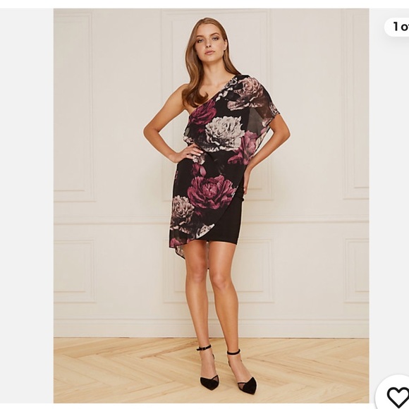 Le Chateau One Shoulder Floral Chiffon Dress NWOT size Xsmall - Picture 11 of 14